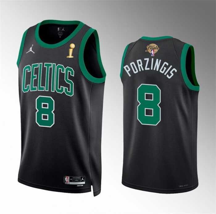 Mens Boston Celtics #8 Kristaps Porzingis Black 2024 Finals Champions Statement Edition Stitched Basketball Jersey Dzhi->->NBA Jersey